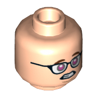 Tête de minifigurine Louis Tully, lunettes, Sourire maladroit / Possédé avec motif imprimé yeux roses (Minifig Head Louis Tully, Glasses, Awkward Smile / Possessed with Pink Eyes Print)