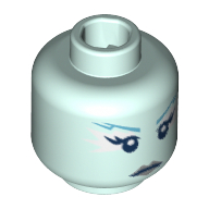 Tête de minifigurine Reine des glaces, personnage féminin, Sourcils d'azur foncé déchiquetés, Blanc sur les côtés des yeux, motif : lèvres argentées (Minifig Head Ice Queen, Female, Jagged Dark Azure Eyebrows, White at Sides of Eyes, Silver Lips Print)