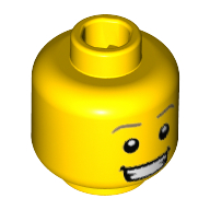 Tête de minifigurine Le gagnant de l'exposition canine, sourcils beige foncé, pupilles blanches, ouvre Sourire avec motif imprimé de dents [tenon creux] (Minifig Head Dog Show Winner, Dark Tan Eyebrows, White Pupils, Open Smile with Teeth Print [Hollow Stud])