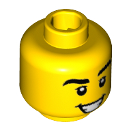 Tête de minifigurine Mariachi, Sourcils épais, pupilles blanches, ouvrir Sourire avec dents motif imprimé (Minifig Head Mariachi, Eyebrows Thick, White Pupils, Open Smile with Teeth Print)