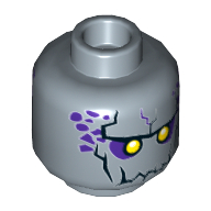 Tête de minifigurine Roog, yeux jaunes, bouche de roche déchiquetée, motif : bouche ouverte / bouche fermée [tenon creux] (Minifig Head Roog, Yellow Eyes, Jagged Rock Mouth, Open Mouth / Closed Mouth Print [Hollow Stud])