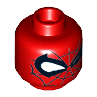 Tête de minifigurine Spider-Man, Yeux blancs avec clin d'œil gauche, motif imprimé Web noir [tenon creux] (Minifig Head Spider-Man, White Eyes with Left Eye Winking, Black Web Print [Hollow Stud])