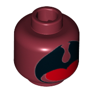 Tête de minifigurine (pas de visage), orque, grande bouche ouverte noire, luette, motif imprimé en langue rouge (Minifig Head (No Face), Orca, Large Black Open Mouth, Uvula, Red Tongue Print)
