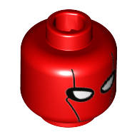 Tête de minifigurine Red Hood, masque aux contours noirs et yeux blancs motif imprimé (Minifig Head Red Hood, Mask with Black Contour Lines and White Eyes Print)
