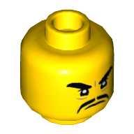 Tête de minifigurine requin armée / officier toque, épais sourcils et moustache, expression en colère motif imprimé [tenon creux] (Minifig Head Shark Army / Officer Toque, Thick Eyebrows and Moustache, Angry Expression Print [Hollow Stud])