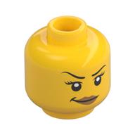 Tête de minifigurine joey / chamille, sourcil levé, cils, lèvres de pêche, motif imprimé de sourire (Minifig Head Joey / Chamille, Raised Eyebrow, Eyelashes, Peach Lips, Smirk Print)