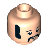 Tête de minifigurine ringo (les beatles), sourcils, favoris, moustache, motif imprimé neutre / souriant (Minifig Head Ringo (The Beatles), Eyebrows, Sideburns, Moustache, Neutral / Smiling Print)