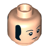 Tête de minifigurine paul (les beatles), sourcils, favoris, fossette au menton, bouche fermée / bouche ouverte souriante motif imprimé (Minifig Head Paul (The Beatles), Eyebrows, Sideburns, Chin Dimple, Closed Mouth / Open Smiling Mouth Print)