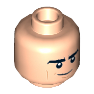 Tête de minifigurine Bruce Wayne (Batman), double visage, sourcils, lignes de joue beige, clignotement avec sourire avec les dents / motif imprimé déterminé [tenon creux] (Minifig Head Bruce Wayne (Batman), Dual Sided, Eyebrows, Tan Cheek Lines, Winking with Grin with Teeth / Determined Print [Hollow Stud])