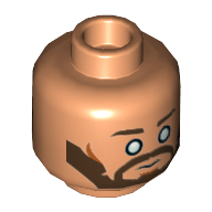 Tête de minifigurine Kanan Jarrus, traits sur les joues, yeux aveugles blancs, motif : expression neutre / sourire (Minifig Head Kanan Jarrus, Cheek Lines, White Blind Eyes, Neutral / Smile Print)