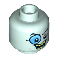 Tête de minifigurine pingouin, monocle, sourcils, gris autour des yeux, sourire ouvert avec motif imprimé de dents pointues (Minifig Head Penguin, Monocle, Eyebrows, Gray around Eyes, Open Smile with Sharp Teeth Print)