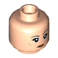 Tête de minifigurine, sourcils, lignes de joue et lèvres orange foncé, sourcils levés / bouche ouverte motif imprimé en colère (Minifig Head, Eyebrows, Dark Orange Cheek Lines and Lips, Eyebrow Raised / Open Mouth Angry Print)