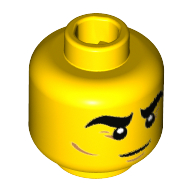 Tête de minifigurine L'homme fort de cirque, sourcils épais, brun rougeâtre Pieds de corbeau et lignes de joue motif imprimé [tenon creux] (Minifig Head Circus Strong Man, Thick Eyebrows, Reddish Brown Crow's Feet and Cheek Lines Print [Hollow Stud])