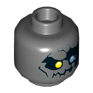 Tête de minifigurine Chevaliers Nexo Lord Krakenskull, œil droit jaune, œil gauche bleu, fissures et motif imprimé bouche déchiquetée [tenon creux] (Minifig Head Nexo Knights Lord Krakenskull, Yellow Right Eye, Blue Left Eye, Cracks and Jagged Mouth Print [Hollow Stud])