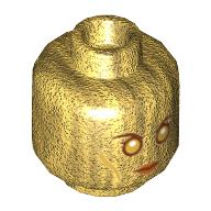 Tête de minifigurine Ayesha, double visage, yeux dorés métalliques et contours des joues, motif : expression neutre / en colère [tenon creux] (Minifig Head Ayesha, Dual Sided, Metallic Gold Eyes and Cheek Contours, Neutral / Angry Print [Hollow Stud])