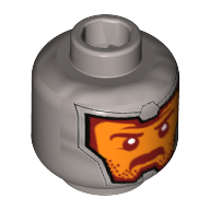 Tête de minifigurine Garde royale / soldat, visage orange, sourcils rouges foncés et motif imprimé moustache [tenon creux] (Minifig Head Royal Guard / Soldier, Orange Face, Dark Red Eyebrows and Mustache Print [Hollow Stud])