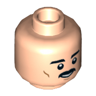 Tête de minifigurine biggs darklighter, double face, sourcils et moustache, lignes de joues nougat moyen, sourire / sourire nerveux motif imprimé [tenon creux] (Minifig Head Biggs Darklighter, Dual Sided, Eyebrows and Moustache, Medium Nougat Cheek Lines, Smile / Nervous Smile Print [Hollow Stud])