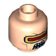Tête de minifigurine Visière Mutant Leader, or et rouge, bouche ouverte avec crocs motif imprimé [tenon creux] (Minifig Head Mutant Leader, Gold and Red Visor, Open Mouth with Fangs Print [Hollow Stud])