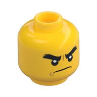 Tête de minifigurine Cole, sourcils touffus, sourire / motif imprimé en colère (Minifig Head Cole, Bushy Eyebrows, Smile / Angry Print)