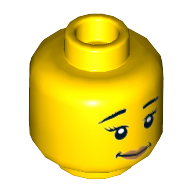 Tête de minifigurine, Sourcils, Cils, Sourire Lopside / Ouverture de la bouche avec motif imprimé (Minifig Head, Eyebrows, Eyelashes, Lopsided Smile / Scared Open Mouth with Teeth Print)