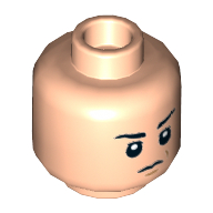 Tête de minifigurine Boba Fett, sourcils, regard menaçant / sourire malveillant tordu motif imprimé (Minifig Head Boba Fett, Eyebrows, Scowl / Crooked Malicious Smile Print)