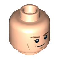 Tête de minifigurine Han Solo, double visage, sourcils bruns, traits sur les joues, sourire / masque respiratoire motif imprimé [tenon creux] (Minifig Head Han Solo, Dual Sided, Brown Eyebrows, Cheek Lines, Smirk / Breathing Mask Print [Hollow Stud])