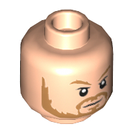 Tête de minifigurine Thor, double face, sourcils et barbe orange foncé, neutre / en colère avec éclairage Motif imprimé yeux [tenon creux] (Minifig Head Thor, Dual Sided, Dark Orange Eyebrows and Beard, Neutral / Angry with Lighting Eyes Print [Hollow Stud])