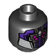 Tête de minifigurine Sakaarian, double face, armure violette et argentée, motif imprimé 4 yeux magenta [tenon creux] (Minifig Head Sakaarian, Dual Sided, Purple and Silver Armour, 4 Magenta Eyes Print [Hollow Stud])