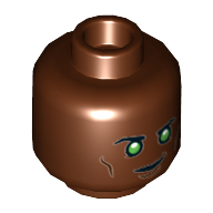 Lanterne verte tête figurine (john stewart), yeux verts, sourcils, yeux verts, motif : sourire en coin / en colère (Minifig Head Green Lantern (John Stewart), Green Eyes, Eyebrows, Green Eyes, Smirk / Angry Print)