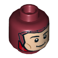 Tête de minifigurine le flash, cagoule, nougat clair visage, bouche ouverte sourire / bouche fermée sourire motif imprimé (Minifig Head The Flash, Balaclava, Light Nougat Face, Open Mouth Smile / Closed Mouth Smile Print)
