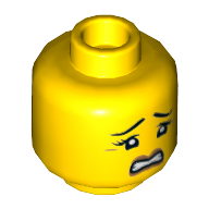 Tête de minifigurine Clés Pat / Patty, sourcils et trois cils, effrayés par l'impression Gritted Dents [tenon creux] (Minifig Head Pat / Patty Keys, Eyebrows and Three Eyelashes, Scared with Gritted Teeth Print [Hollow Stud])
