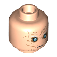 Tête de minifigurine snoke, les yeux bleus enfoncés, sourcils blancs, les rides et les cicatrices motif imprimé [tenon creux] (Minifig Head Snoke, Sunken Blue Eyes, White Eyebrows, Wrinkles and Scars Print [Hollow Stud])