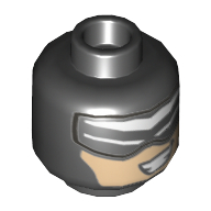 Tête de minifigurine Batman, Balaclava, lunettes de soleil, Nougat Face et Dents grand sourire motif imprimé [tenon creux] (Minifig Head Batman, Balaclava, Sunglasses, Nougat Face, and Teeth Grin Print [Hollow Stud])