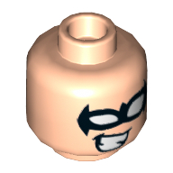 Tête de minifigurine Nightwing, masque noir, motif imprimé Cheesy sourire [tenon creux] (Minifig Head Nightwing, Black Eyemask, Cheesy Smile Print [Hollow Stud])