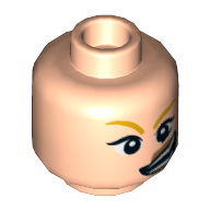 Tête de minifigurine Supergirl, lèvres orange foncé, grand de travers grand sourire avec motif imprimé de dents [tenon creux] (Minifig Head Supergirl, Dark Orange Lips, Wide Crooked Grin with Teeth Print [Hollow Stud])