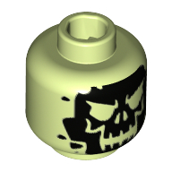Tête de minifigurine Docteur Phosphore, crâne noir motif imprimé [tenon creux] (Minifig Head Doctor Phosphorus, Black Skull Print [Hollow Stud])