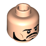 Tête de minifigurine Général Zod, double visage, sourcils, barbe, moustache, motif : yeux noirs / yeux rouges [tenon creux] (Minifig Head General Zod, Dual Sided, Eyebrows, Beard, Mustache, Black Eyes / Red Eyes Print [Hollow Stud])