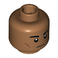 Tête de minifigurine Chef Apache, sourcils, traits sur les joues, expression ferme [tenon creux] (Minifig Head Apache Chief, Eyebrows, Cheek Lines, Firm Expression [Hollow Stud])