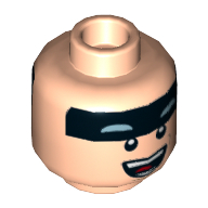 Tête de minifigurine Batman, bande noire double face sur le devant, sourire avec les dents / ouvrir la bouche avec motif imprimé de dents [tenon creux] (Minifig Head Batman, Dual Sided Black Stripe on Forehead, Smile with Teeth / Open Mouth with Teeth Print [Hollow Stud])