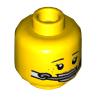 Nancy tête minifigurine, accolades, taches de rousseur, motif : sourire avec dents / sourcil levé (Minifig Head Nancy, Headgear Braces, Freckles, Smile with Teeth / Raised Eyebrow Print)