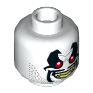 Tête de minifigurine Lobo, yeux rouges, marques noires, motif imprimé dents jaunes (Minifig Head Lobo, Red Eyes, Black Marks, Yellow Teeth Print)