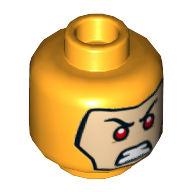 Tête de minifigurine Flash inversé, double face, Balaclava, Nougat Visage clair, yeux rouges, dents fermes en colère motif imprimé [tenon creux] (Minifig Head Reverse Flash, Dual Sided, Balaclava, Light Nougat Face, Red Eyes, Firm Angry Teeth Print [Hollow Stud])