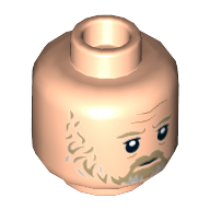 Tête de minifigurine Luke Skywalker, moustache beige foncée, barbe, favoris, motif imprimé triste / en colère (Minifig Head Luke Skywalker, Dark Tan Mustache, Beard, Sideburns, Sad / Angry Print)