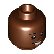 Tête de minifigurine Mae Jemison, double visage, personnage féminin, bouche ouverte sourire / motif imprimé déterminé (Minifig Head Mae Jemison, Dual Sided, Female, Open Mouth Smile / Determined Print)