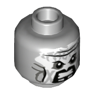 Tête de minifigurine Killow, Yeux en colère, lèvres, Blanc Peinture imprimée motif [tenon creux] (Minifig Head Killow, Angry Eyes, Lips, White Paint Print [Hollow Stud])