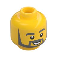 Tête de minifigurine, Barbe Grise, Moustache et Sourcils (Minifig Head, Grey Beard, Moustache and Eyebrows)