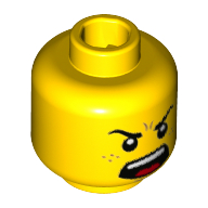 Tête de minifigurine personnage en costume de dragon, taches de rousseur, sourire / cri en colère dents (Minifig Head Dragon Suit Guy, Freckles, Smile/Angry Scream Teeth)