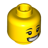Tête de minifigurine brique costume fille, cils, sourire nerveux / sourire, dents (Minifig Head Brick Suit Girl, Eyelashes, Nervous Smile/Grin, Teeth)