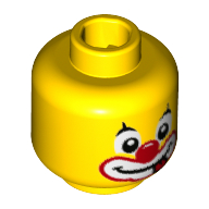 Tête de minifigurine Clown, nez rouge, yeux blancs, bouche rouge/blanche, langue (Minifig Head Clown, Red Nose, White Eyes, Red/White Mouth, Tongue)