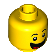 Tête de minifigurine Gâteau d'anniversaire Guy, surprise bouche ouverte heureuse (Minifig Head Birthday Cake Guy, Surprised Happy Open Mouth)